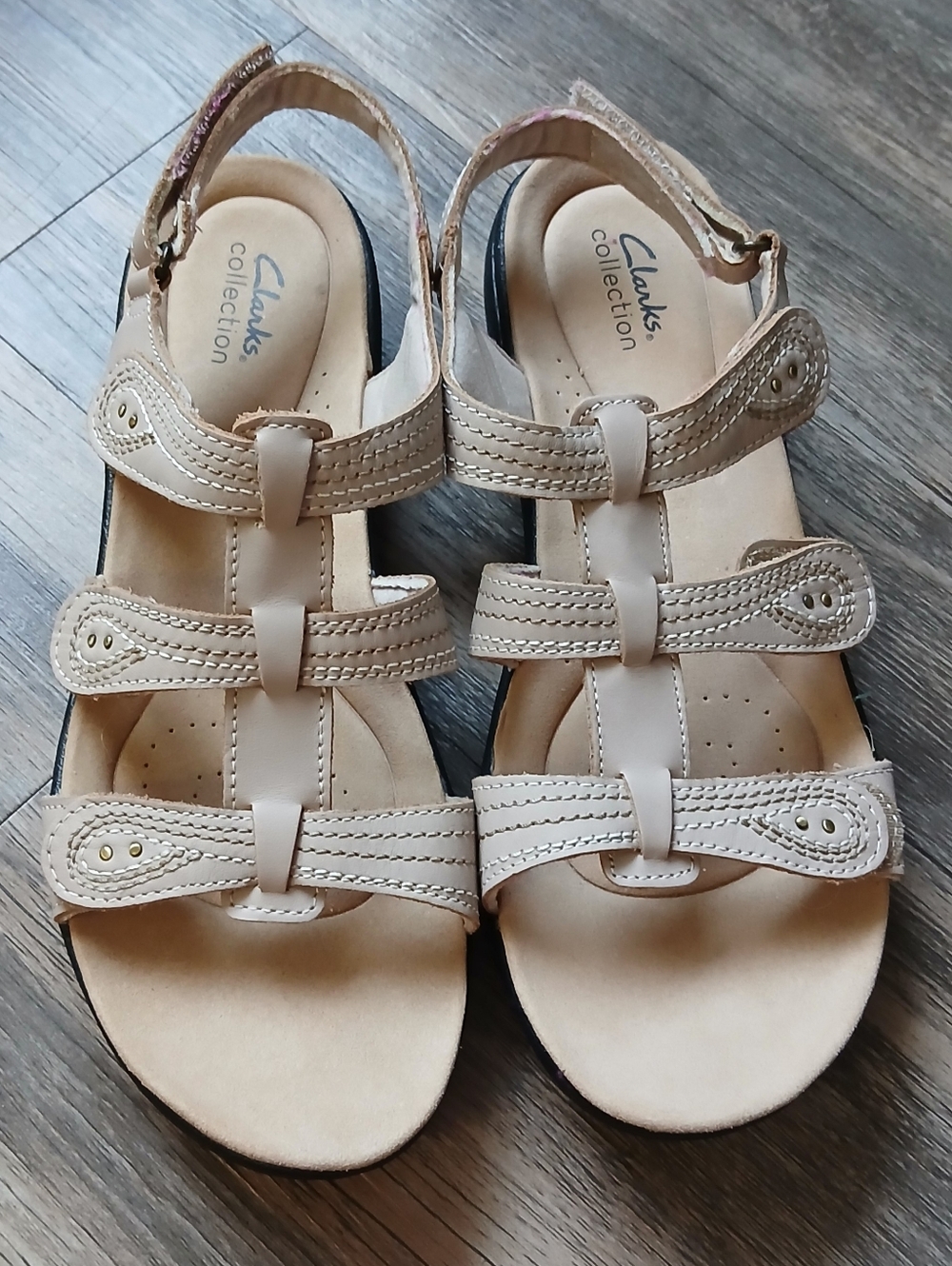Clarks Neutral Tan Multi-Strap Comfort Sandals